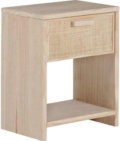 Astigarraga Nachtkastje Aura - Met lade - 40x25x50cm - 100% massief grenenhout & raffia