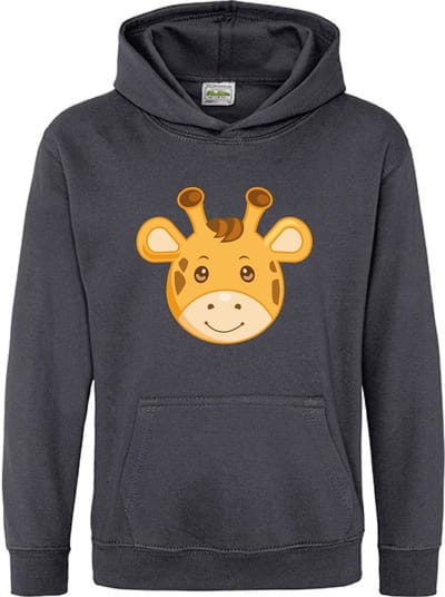 Pixeline Hoodie Giraffe Face Grijs 1-2 jaar - Pixeline - Trui - Stoer - Dier - Kinderkleding - Hoodie - Dierenprint - Animal - Kleding