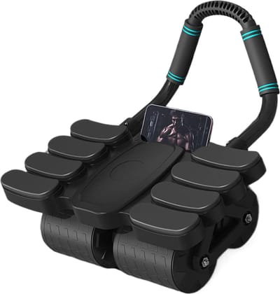 Buikspierwiel - Krachtroller Elleboogsteun - Thuis Krachttraining - Veilig Automatisch Remmen - 42x36x24 cm - Zwart