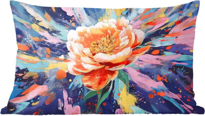 Sierkussens - Kussentjes Woonkamer - 60x40 cm - Bloemexplosie - Felle spatten - Dynamisch