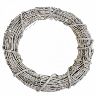 Decoratieve krans, witgekalkt, deurkrans, shabby chic, Ø42cm, natuurli