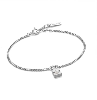 Ania Haie AH B054-01H Modern Muse Dames Armband - Schakelarmband - Sieraad - Zilver - 925 Zilver - Parel - Gourmet - 6 mm breed - 18.5 cm lang