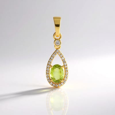 Cavill - Zilveren hanger verguld - Sfeen 0,771 ct ovale briljant - Zirkonen 0,232 ct - Handgemaakte ovale edelsteen hanger stijlvol groen