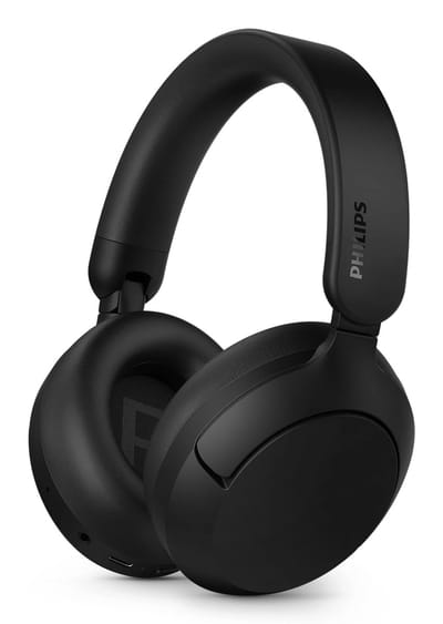 PHILIPS TAH6000BK over-ear draadloze hoofdtelefoon & adaptieve ruisonderdrukking, 80 uur afspeeltijd, Dynamic Bass, 40 mm drivers, Bluetooth 6.0, Multipoint, gesprekken met 5 microfoons, zwart