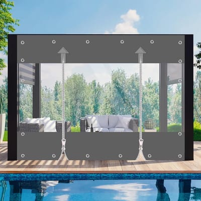 Transparant Zeil - PVC Afdekzeil - Terras Beschermen - Waterdicht met Ritssluiting - 2.4m x 3m - Grijs
