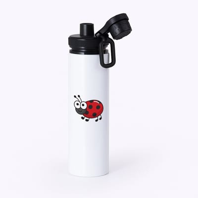 Hacebo® - Lieveheersbeestje waterfles met draaidop zwart - Insecten - Dieren liefhebbers - Dieren - koekendiefje - water fles - 850ML