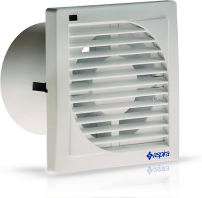 Badkamerventilator - Afzuigventilator - Vocht afvoeren - Extra plat ontwerp - 100 mm diameter - Wit