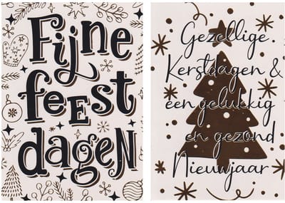 10 Luxe Kerst- en Nieuwjaarskaarten 2 x 5 dubbele kaarten met enveloppen - Kerst 08 - Gratis verzonden