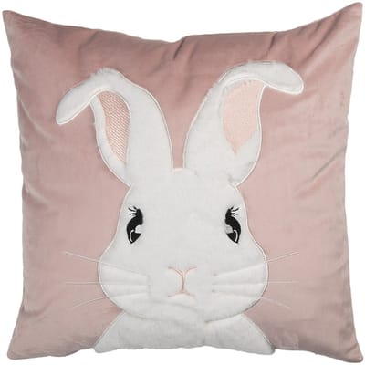 Clayre & Eef Kussenhoes 45x45 cm Roze Polyester Konijn