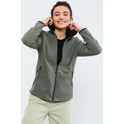 Dames Pluche Rits-Voorkant Sweater