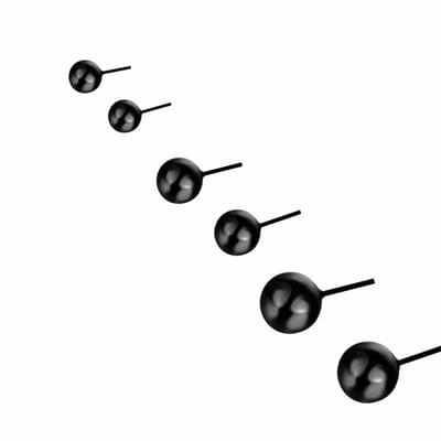 3 Paar Oorknopjes-Zwart- Allergievrij- 3-4-5 mm- Kunststof-Charme Bijoux