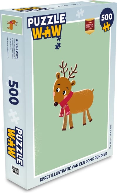 Puzzel Rendier - Kerstmis - Winter - Kerst - Groen - Legpuzzel - Puzzel 500 stukjes - Kerst - Cadeau - Kerstcadeau voor mannen, vrouwen en kinderen