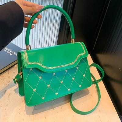 Luxe Tas met Textuur voor Dames Nieuwe Trendy Crossbody Tas voor Dames Ins Diamant Geborduurd Garen Enkele Schouder Handtas voor Dames green