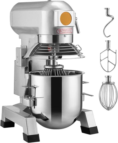 Commerciële Voedselmixer, Capaciteit 7,3 Qt, Dubbele Roterende Deegkneder van 550W met Roestvrijstalen Kom, Veiligheidsschild En Timer, Ideaal voor Restaurants En Bakkerijen