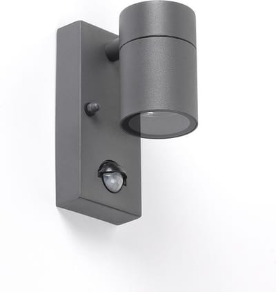 QAZQA solo - Moderne Buitenlamp met Bewegingsmelder | Bewegingssensor | sensor Up Down voor buiten - 1 lichts - D 105 mm - Donkergrijs - Buitenverlichting