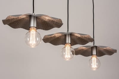Lumidora Hanglamp 74162 - FLORLI - 3 Lichts - E27 - Zilvergrijs - Zilver -oud zilver - Metaal