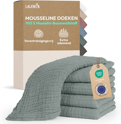 Set van 5 absorberende spuugdoekjes van puur katoen - wasbare mousseline babydoekjes 70x70