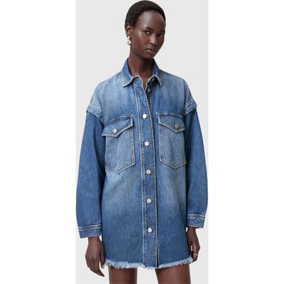 AllSaints Faye Snap Dress Mid Indigo Taglia: XS | Abiti in T-Shirt Outlet | Donna | Blu