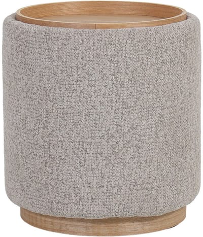 DÉJA Living Bijzettafel Marcia – Rond – Met Opbergruimte – Essen Fineer – 40x40x44 cm – Taupe/Naturel