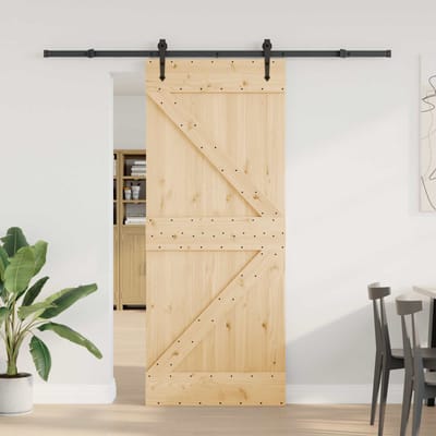 vidaXL - Schuifdeur - NARVIK - Naturel - en - Zwart - 85 - x - 210 - cm - (213,5 - cm)
