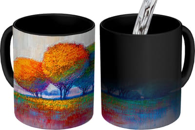 Magische Mok - Foto op Warmte Mokken - Koffiemok - Schilderij - Olieverf - Natuur - Bomen - Magic Mok - Beker - 350 ML - Theemok