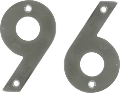 AMIG Huisnummer 96 - massief Inox RVS - 10cm - incl. bijpassende schroeven - zilver