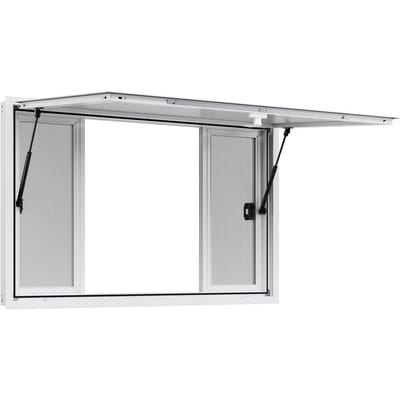 Fenêtre de service 135x84 cm, Fenêtre de service en alliage d'aluminium pour food truck, Fenêtre de service à support jusqu'à 85 degrés avec 4 fenêtres coulissantes, Porte-auvent,