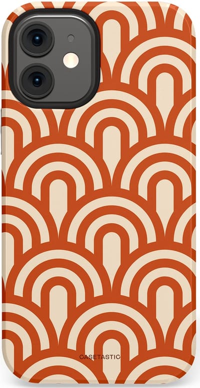 Casetastic hoesje geschikt voor Apple iPhone 12 Mini - Dubbellaagse bescherming - Oranje Bogen Parade - Fashion Case - Terracotta Crème