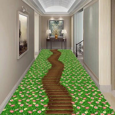 3D Driedimensionale Gang Lange Tapijten Gras Steen HAL Tapijt Kan Op Maat Gemaakt Loper Tapijt Geplaveide Pastorale Weg Trapmat 160*200cm