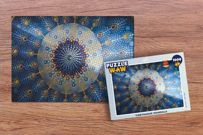 Puzzel Cirkel - Mandala - Blauw - Geel - Legpuzzel - Puzzel 1000 stukjes volwassenen