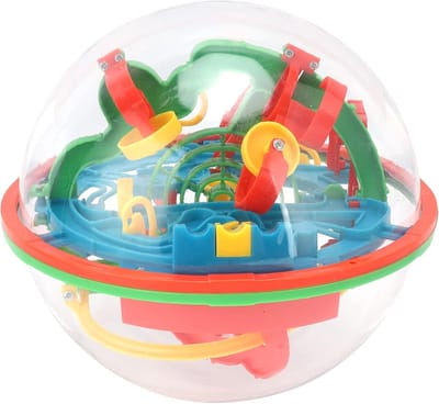 Doolhof Bal Puzzel - Hersentrainingsspel Interactief - Familie Plezier - Driedimensionaal Parcours - 19x18cm