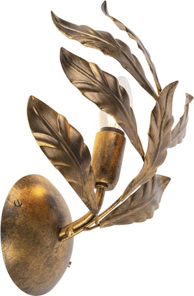 QAZQA linden - Klassieke Wandlamp voor binnen - 1 lichts - D 12.5 cm - Goud/messing - Woonkamer | Slaapkamer | Keuken