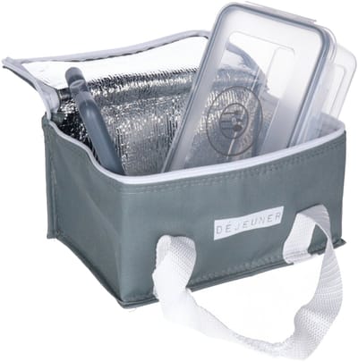 Cook Concept Koeltas Complete - grijs - 3L - 22 x 15 x 11 cm - met koelelement en box - lunchtas