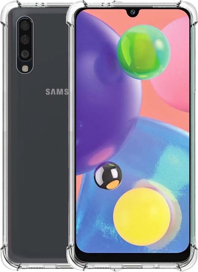 Smartphonica Telefoonhoesje Geschikt voor Samsung Galaxy A70s transparant shockproof TPU siliconen hoesje met stootrand geschikt voor Samsung Galaxy A70s
