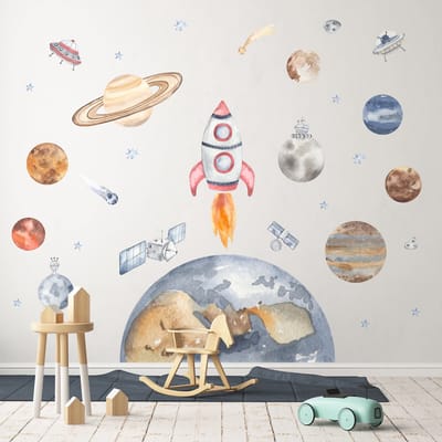 Muurstickers - PLANEET AARDE IN DE RUIMTE - Zelfklevende stickers - 110x165cm