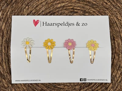 Haarspeldje flower setje 1 - bloemen - voorjaar - zomer - 5 cm speldjes