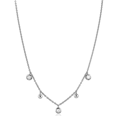 Zinzi zilveren ketting 45cm bolletjesronde witte zirkonia ZIC2192