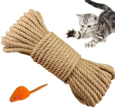 Cuhostki 10M Sisaltouw Henneptouw Kattenkrabpaal Touw Geel 6 Mm Voor Kattenboom Diy Knutselen