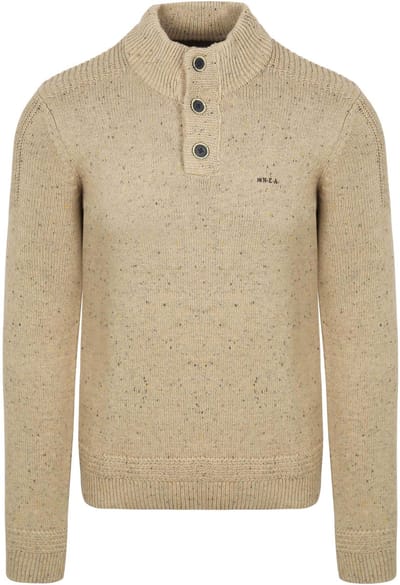 NZA - Ecru half button trui