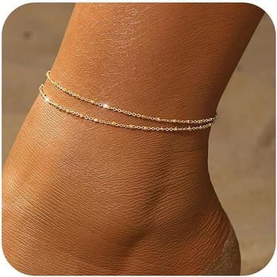 Ronte - Enkelbandje van 14 Karaat Goud met Strass-Steentjes voor Dames - Sieraden - Cadeau-idee - Goudkleurig - Maat L - Trendy Design