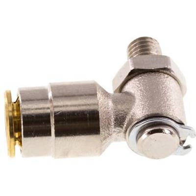6mm x M 6 (conical) 90 graden L-verbinding Messing Insteekfitting Buitendraad DraaibaarHoge Druk NBR