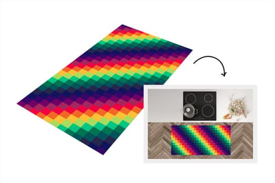 Keukenloper - Loper keuken - Regenboog - Patronen - Pixel - 120x60 cm - Keukenloper vinyl