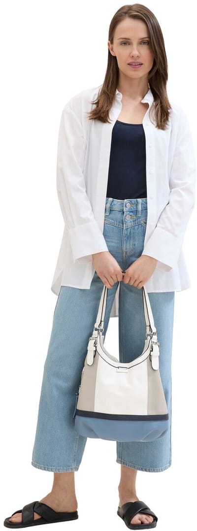 Tom Tailor - TTJUNA S Shopper met kleurblokjes - Maat ONESIZE - denim blue
