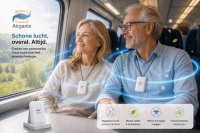 Airganix BodyCloud - Mini draagbare luchtreiniger voor om de nek - Ionisator 1m2 - Tegen hooikoorts - griep - virussen - bacterieën