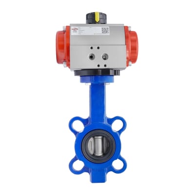 Pneumatische Vlinderklep DN50 (2 Inch) Wafer Gietijzer RVS EPDM Dubbelwerkend