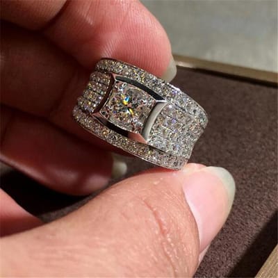 Hip-Hop S925 Sterling Zilver Luxe Sieraden Ring Voor Vrouwen Natuurlijke 2 Karaat Diamant Edelsteen Zilver 925 Sieraden Ringdoos Edelsteen 6 wit