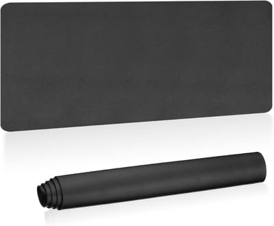 Famanu – Grote bureaumat van 48"x17" - PU materiaal - dubbelzijdig - zwart - duurzaam - beschermend oppervlak voor bureau - geschikt voor kantoorwerk - gaming en studie