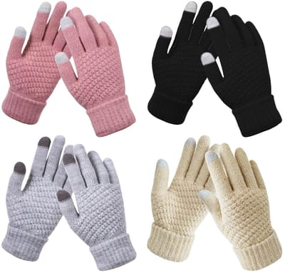 Allecto - Warme touchscreen-handschoenen - Fleece gevoerd - Winteraccessoire - Meerkleurig - Antislip - Geschikt voor dames - 4 paar
