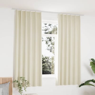 vidaXL - Gordijnen - verduisterend - 2 - st - met - haken - 140x175 - cm - fluweel - crème