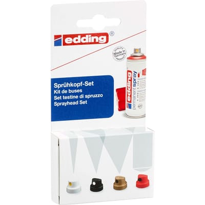 edding 5200 permanent spray spuitkopset - set van 6 spuitkoppen - verwisselbare spuitkoppen in 4 verschillende spuitbreedten – van fijne lijnen (1 cm) tot grote vlakken (14 cm)